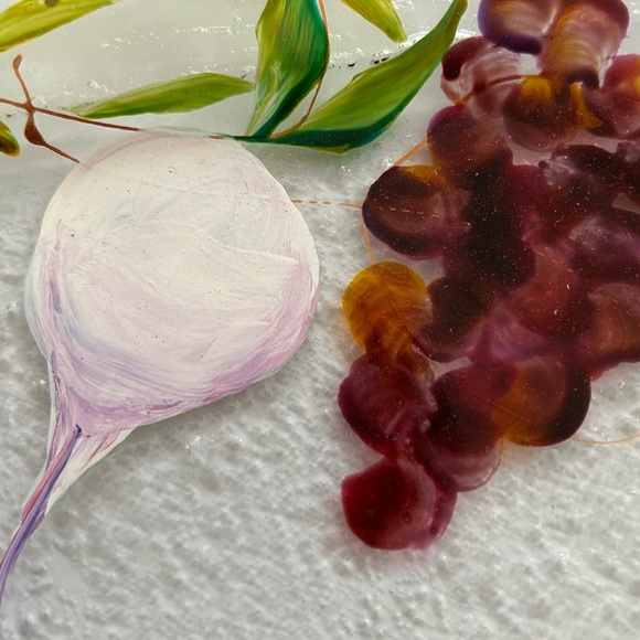 Art Glass Hand Painted & Signed Square Platter - Picture 4 of 6